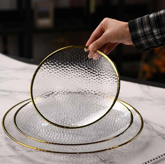 Glass Plate with Gold Rim